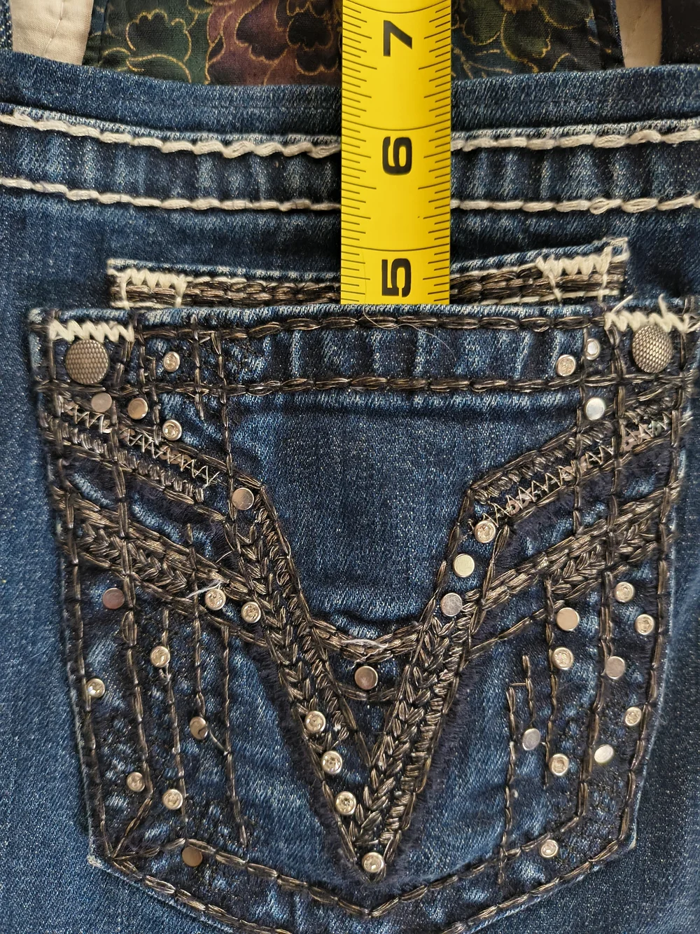 Women's Dark Blue Denim Crossbody Belt Bag Decorative Studded Double Pocket